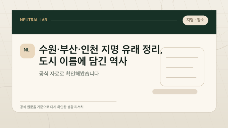수원·부산·인천 지명 유래 정리, 도시 이름에 담긴 역사 대표 이미지